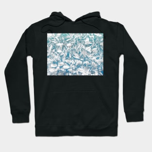 Bleached Coral Grey Leaves Hoodie